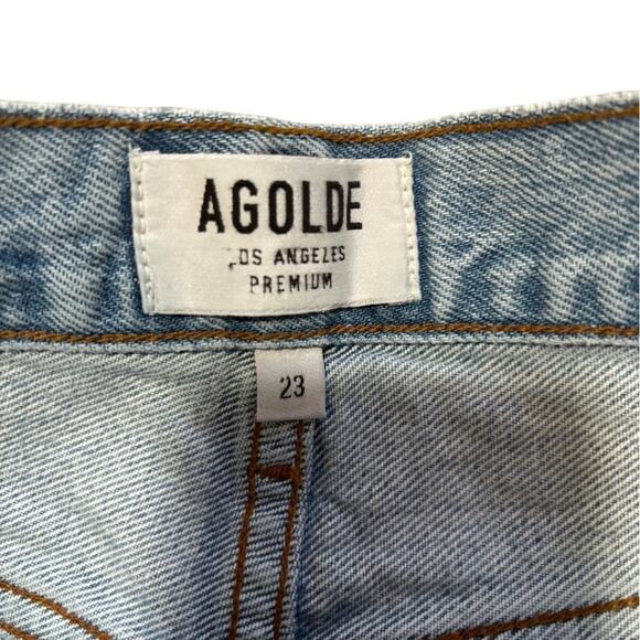 AGOLDE Parker Distressed Vintage Denim High Waisted Cut-Off Shorts - Picture 4 of 5